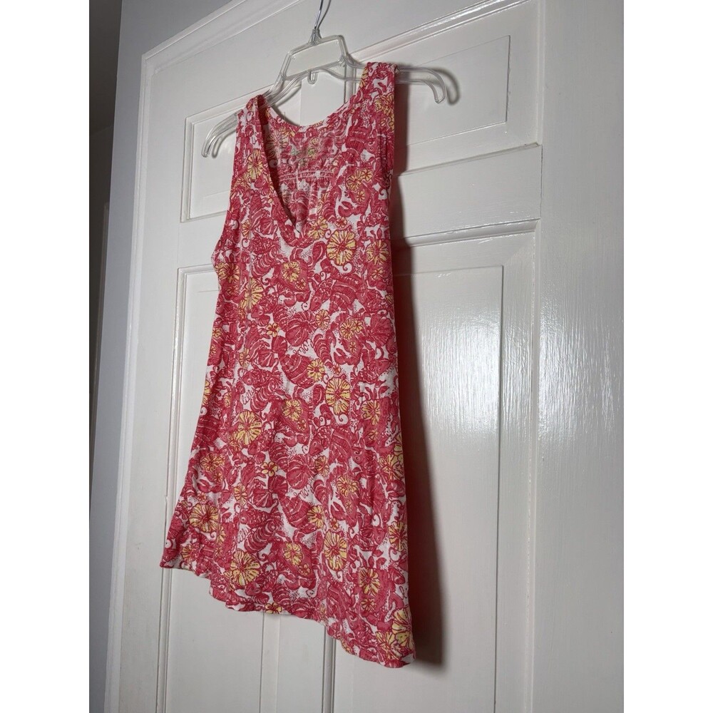 Lilly Pulitzer Gale Tunic Style Tank Top Pink/Yellow Floral Women's M #34065 - Picture 2 of 7
